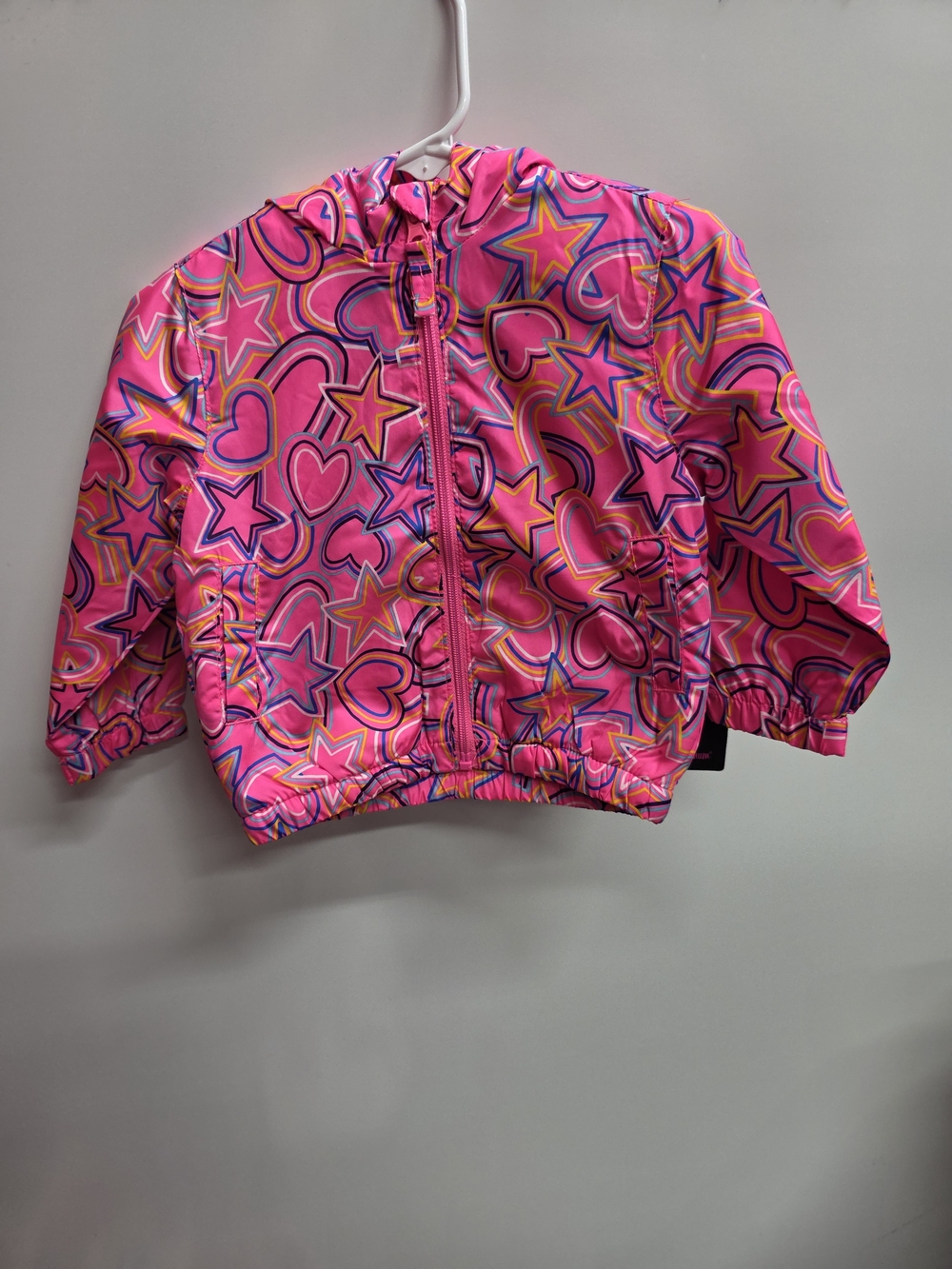 Pink Platinum Girls' Pink Star & Heart Hooded Rain Jacket